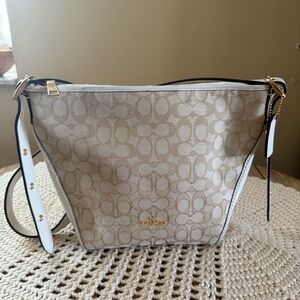 Coach Signature Beige and White Shoulder Bag